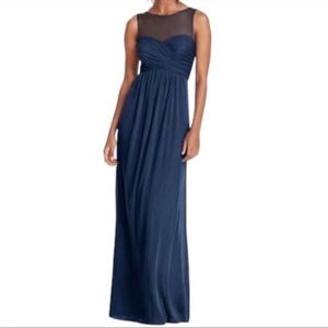 David’s Bridal Long Mesh Dress with Illusion Neckline Size 8